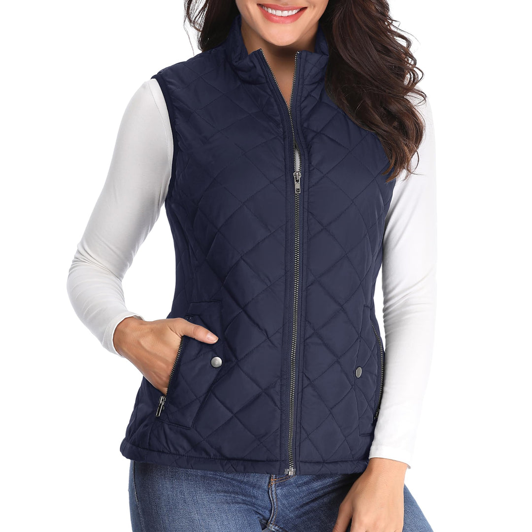 MISS MOLY Damen Weste mit Stehkragen Weste Jacke Winter Warm Ultraleicht, Navy Blau 38-40