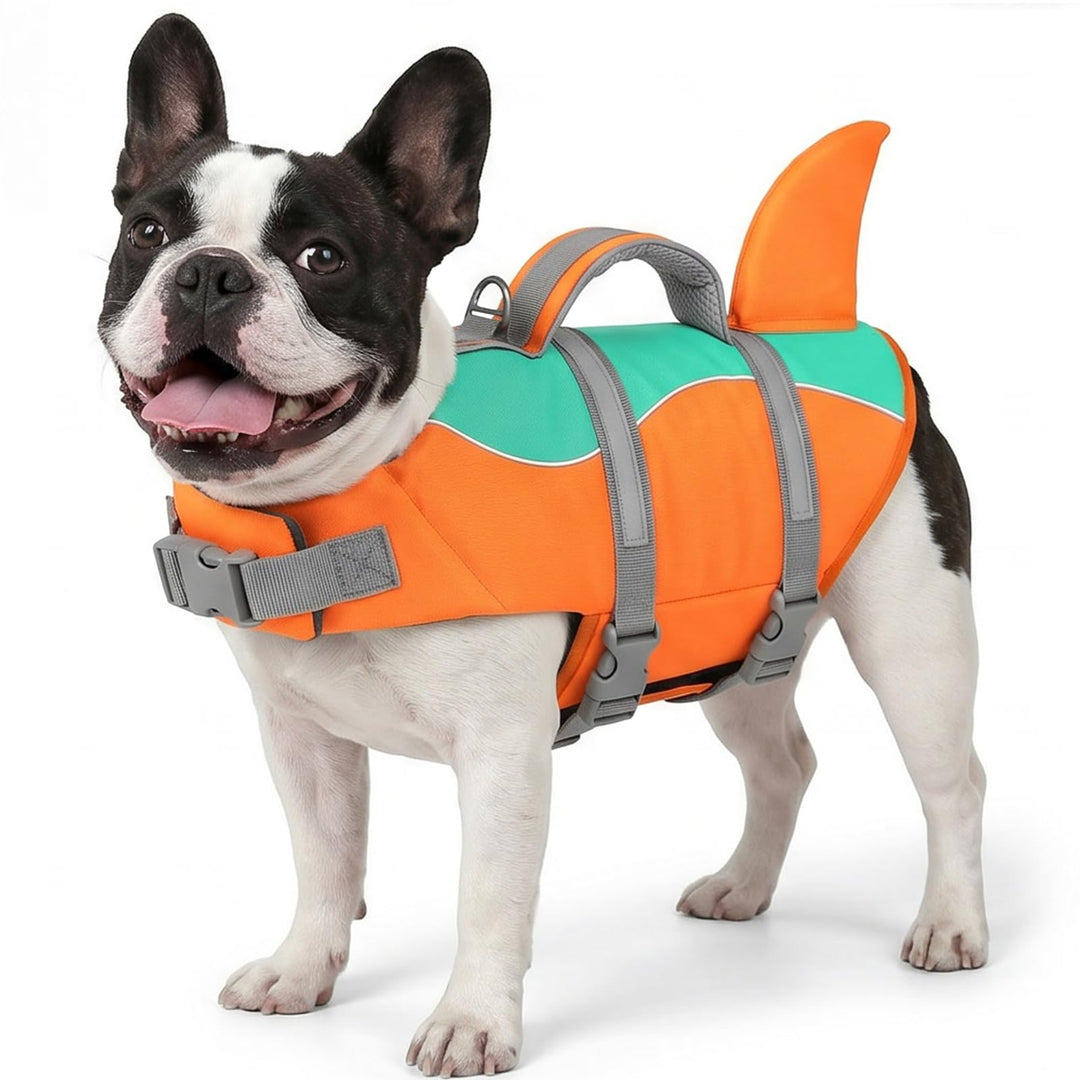 AOFITEE Schwimmweste Hund Mittel, Hoher Auftrieb Hundeschwimmweste Hai, Verstellbar & Ripstop Rettun