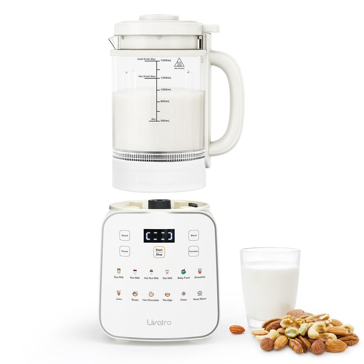 Nussmilchbereiter 12‑in‑1,1.5 Lautomatischer Sojamilchmaker,abnehmbares Design,Mandel-/Hafermilch &