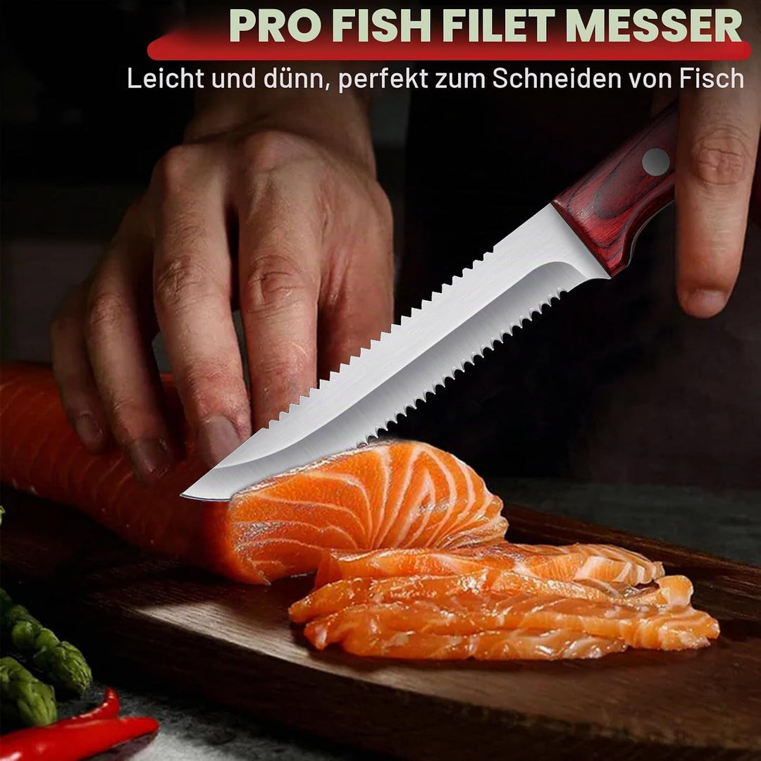 TAN REN Filitiermesser Fisch Scharf, 12.5 CM Profi Filetiermesser Fisch, Edelstahl Filetiermesser Fl