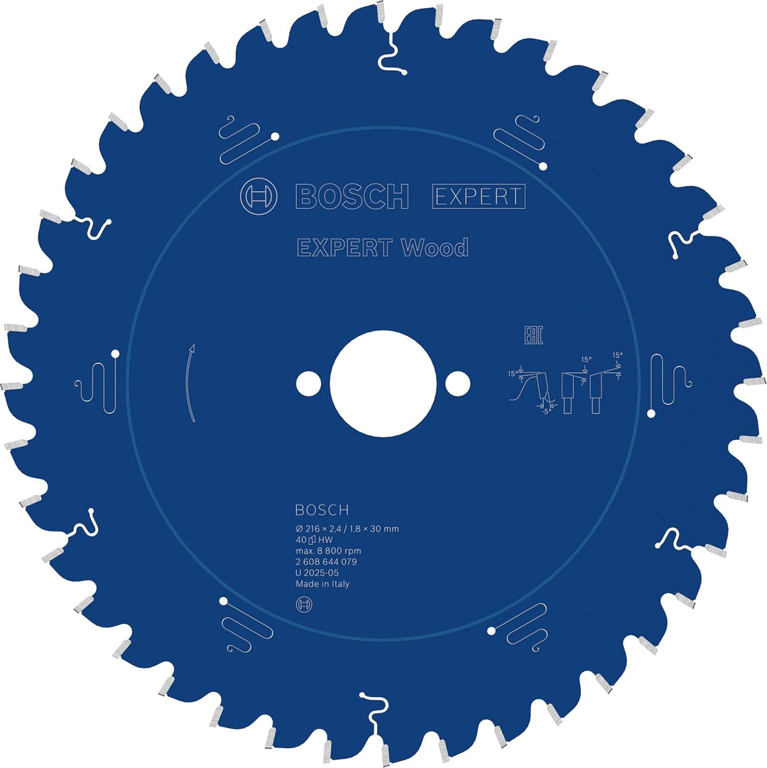 Bosch Professional 1x Kreissägeblatt Expert for Wood (Holz, Sägeblatt Ø 216 x 30 x 2,4 mm, 40 Zähne,