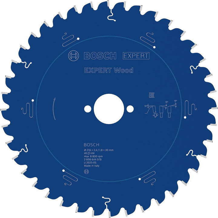 Bosch Professional 1x Kreissägeblatt Expert for Wood (Holz, Sägeblatt Ø 216 x 30 x 2,4 mm, 40 Zähne,