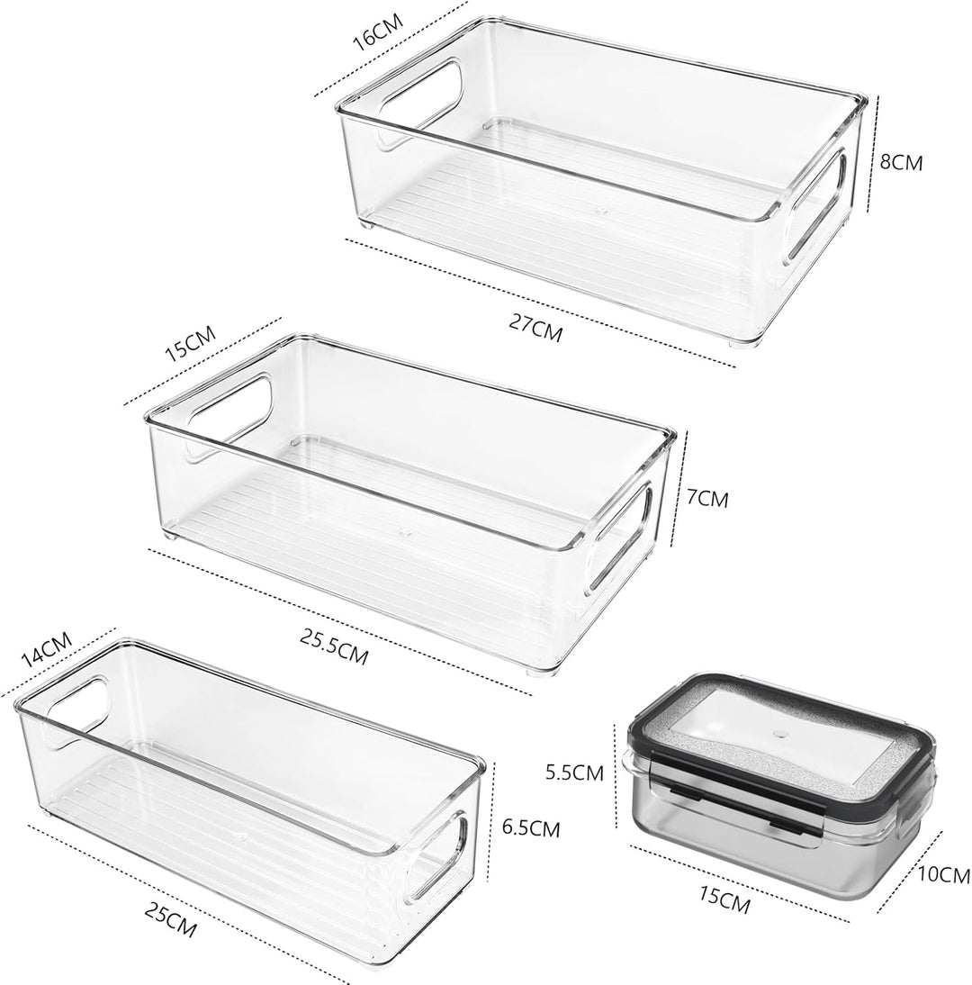 Diwoker Kühlschrank Organizer Stapelbar, Aufbewahrungsbox Küche Organizer, Speisekammer Vorratsbehäl
