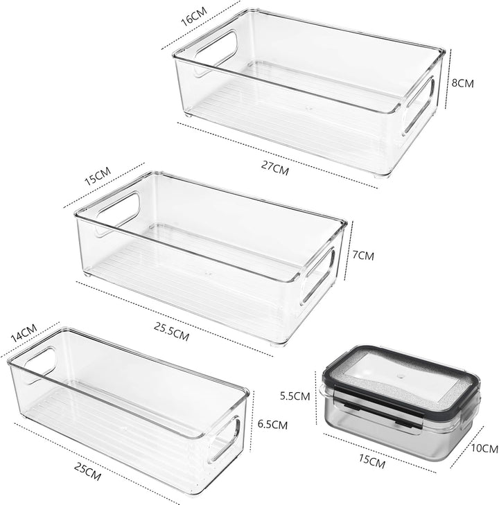 Diwoker Kühlschrank Organizer Stapelbar, Aufbewahrungsbox Küche Organizer, Speisekammer Vorratsbehäl