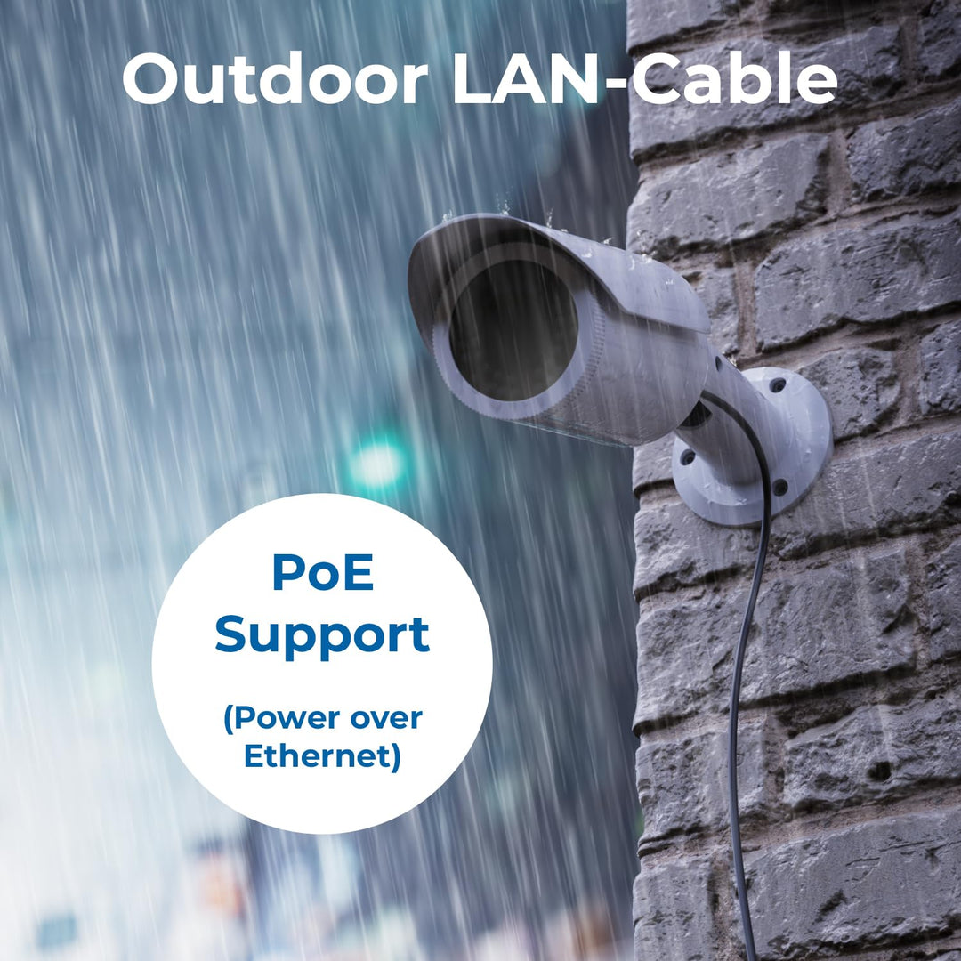 deleyCON 20m CAT7 Outdoor Netzwerkkabel für Aussenbereich (10 Gbit/s, 600 MHz, S/FTP Schirmung, Kupf