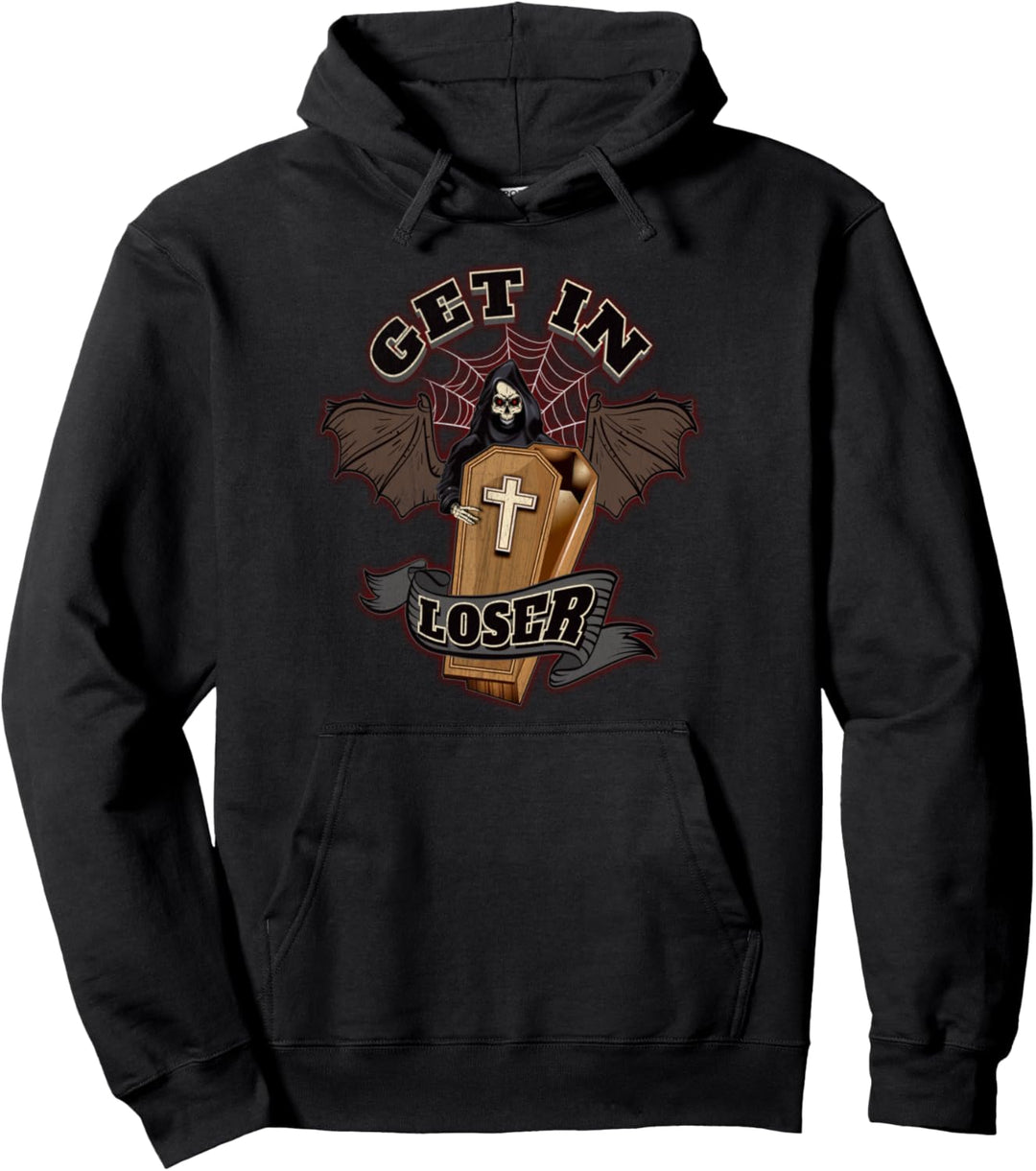 Skelett Damen Pastell Gothic Halloween Sarg Get In Loser Pullover Hoodie