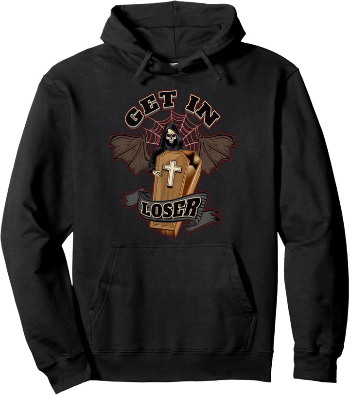 Skelett Damen Pastell Gothic Halloween Sarg Get In Loser Pullover Hoodie
