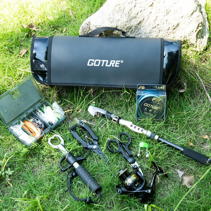 Goture Angelset Komplett, Teleskop-Brandungsrute aus Kohlefaser &amp; Spinnrolle mit 9+1 gekapselten Kug