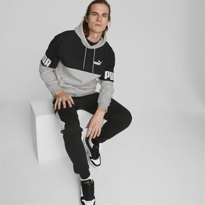PUMA Herren Power Colorblock Hoodie FL Sweat M Grau - Light Gray Heather, M Grau - Light Gray Heathe