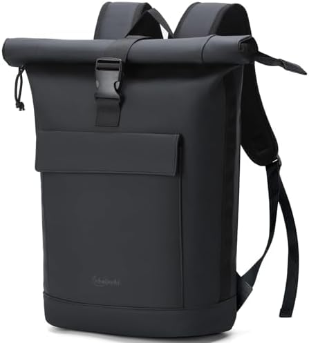 Lekeinchi Rolltop Rucksack Damen & Herren, Elegant Laptop Rucksack Wasserdicht mit 17 Zoll Laptopfac