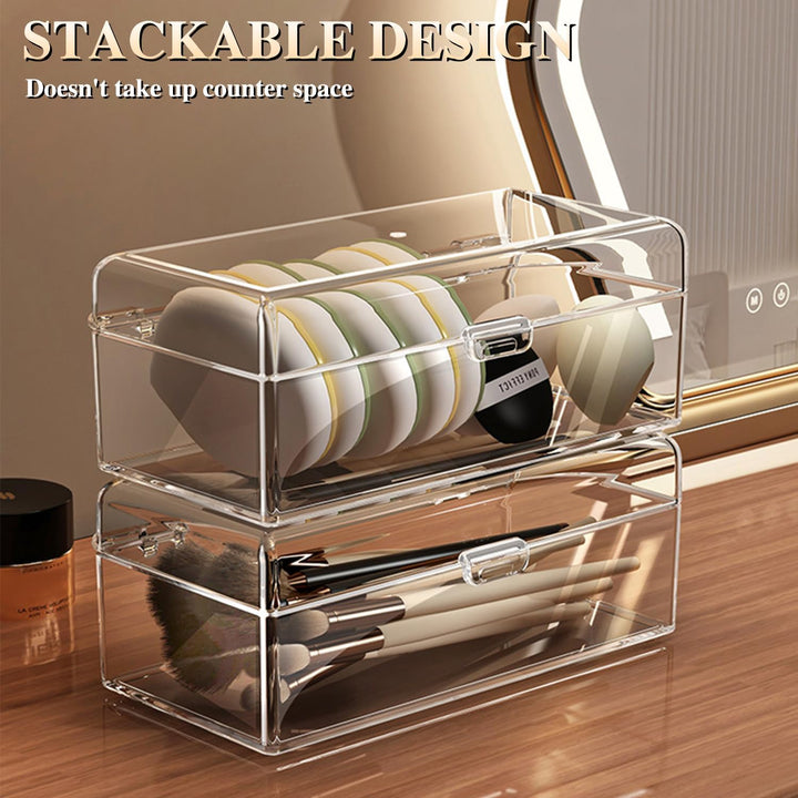 2er-Set Kosmetik Organizer Set, kosmetik Organizer mit Schubladen, Box für Haargummis, Stapelbare Sc