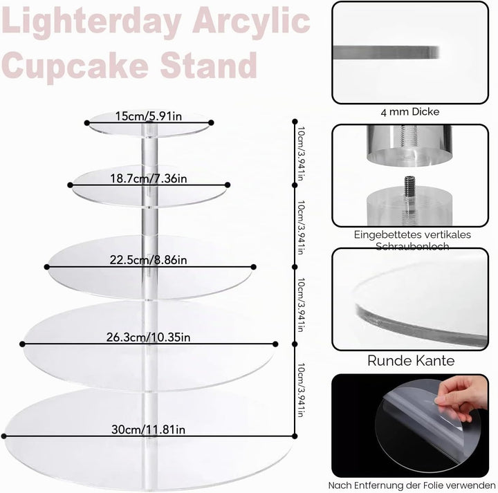 Lighterday 5 Etagen Etagere Acryl Tortenständer Cupcake Ständer Cake Stand Kuchenständer,Donut Cupca