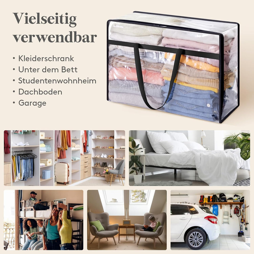 Lifewit 4 Stück Transparente Plastik Aufbewahrungstasche, 60L Kleiderschrank Organizer Aufbewahrungs