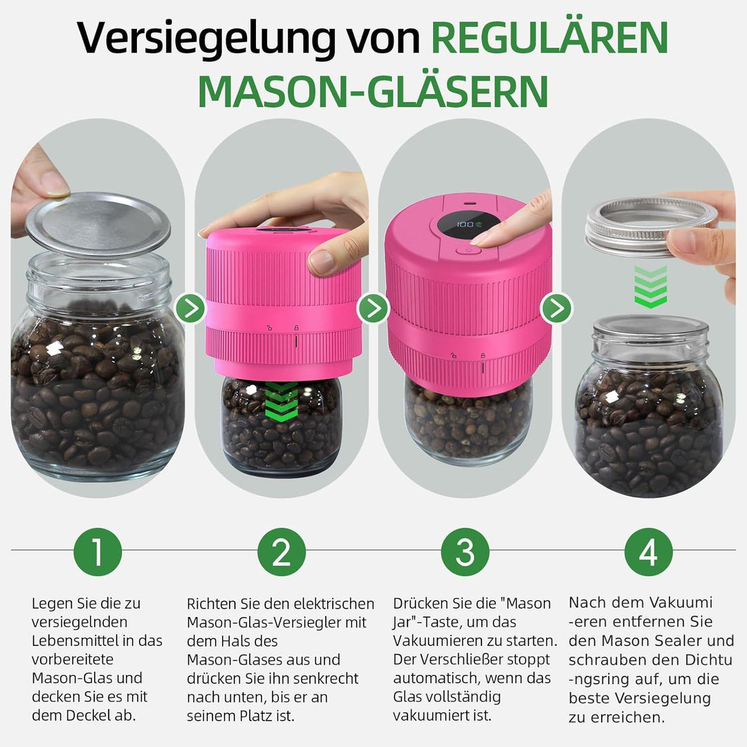 Elektrisches Vakuumierer für Einmachgläser, Elektrische Mason Jar Vakuum Sealer für Breite und Norma
