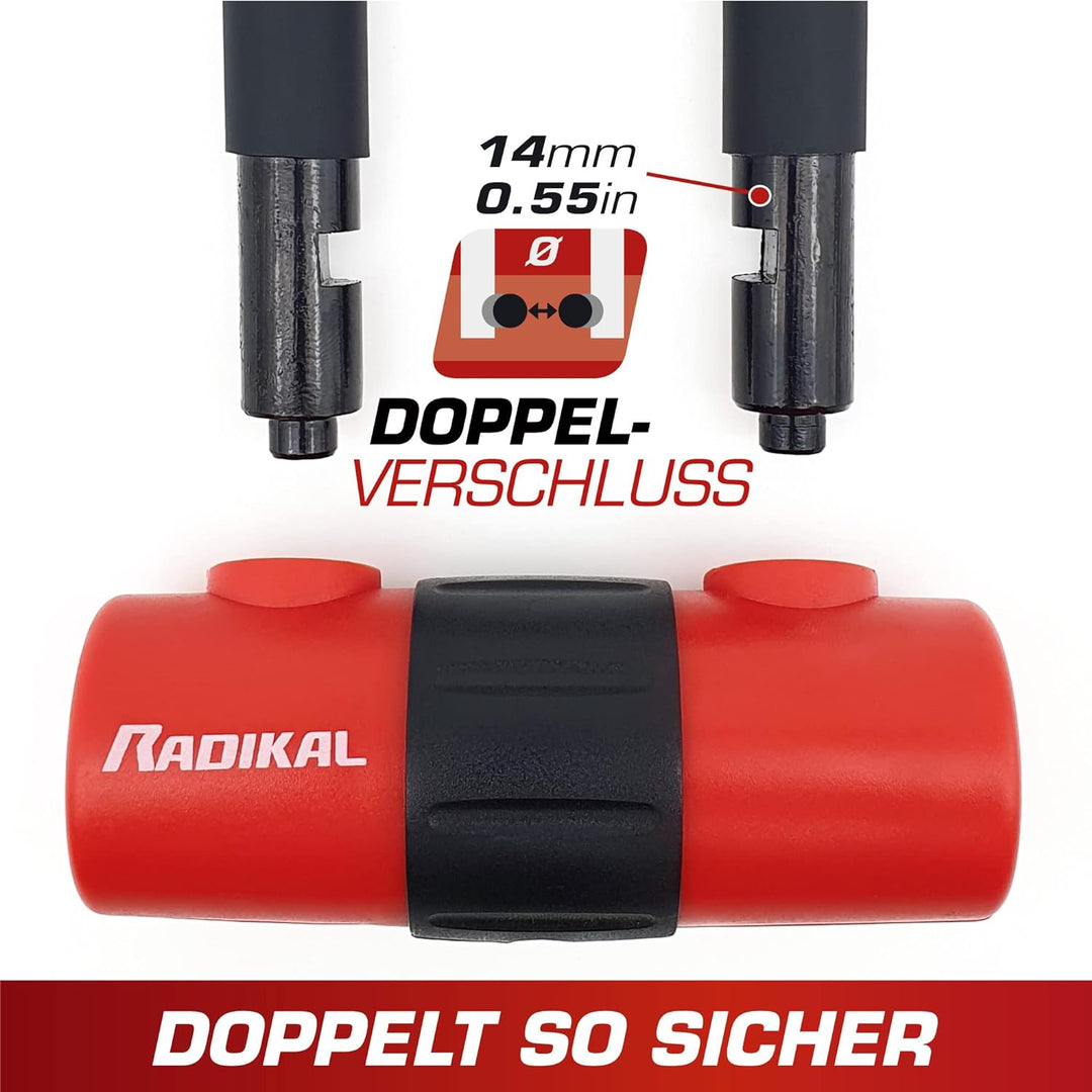 RADIKAL RK72 Motorrad Mini Bügelschloss 14mm Doppelfunktion, Bremsscheibenschloss oder Vorhängeschlo