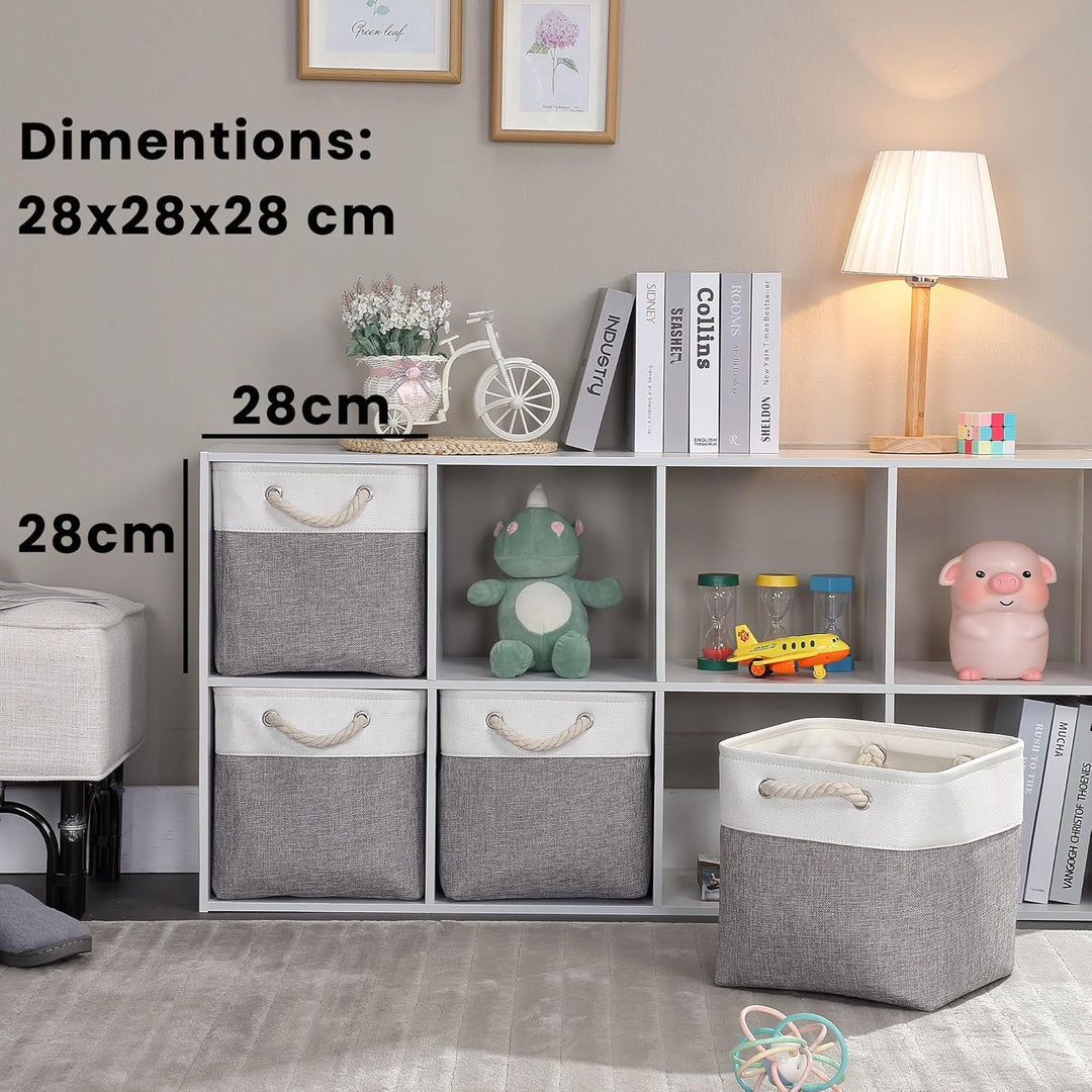 Mangata Stoff Aufbewahrungsbox 28x28x28 cm Faltbar Grau Weiss 3er Set Grau Weiss 28cm/ 3Pcs, Grau We