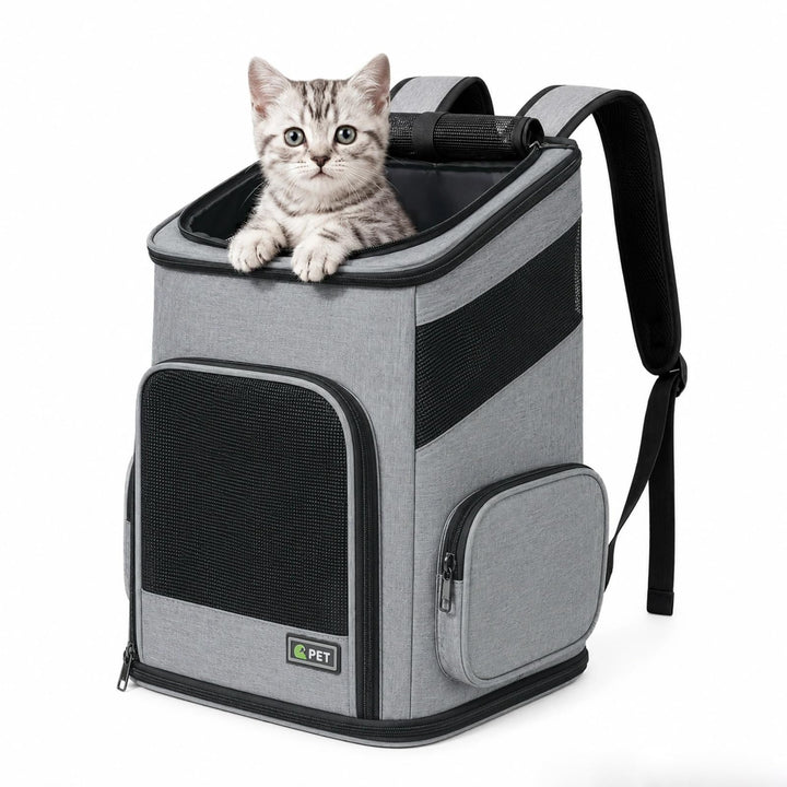 Katzenrucksack, Faltbarer Haustier-Tragerucksack für Katzen und kleine Hunde, Hunderucksack mit belü