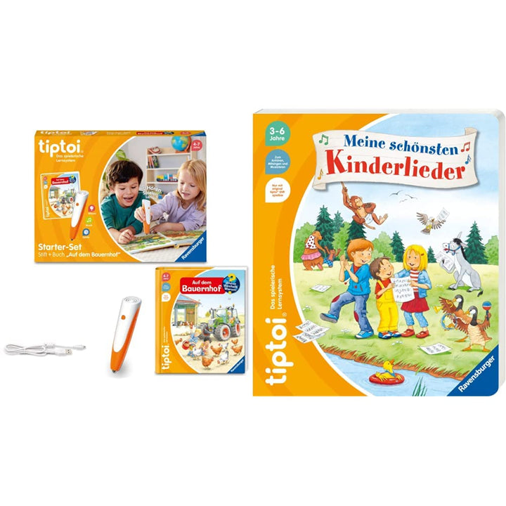 Ravensburger tiptoi Starter-Set 00114 - Stift und Bauernhof-Buch - Lernsystem für Kinder ab 4 Jahren