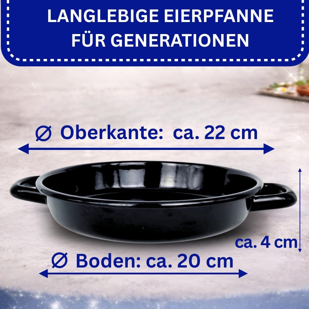 Riess Eierpfanne 22 cm Emaille – Servierpfanne -Omlettpfanne – ideal für Induktion- Eier-Pfanne krat