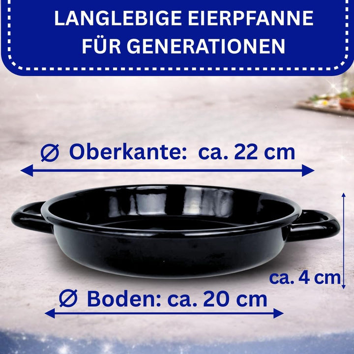 Riess Eierpfanne 22 cm Emaille – Servierpfanne -Omlettpfanne – ideal für Induktion- Eier-Pfanne krat