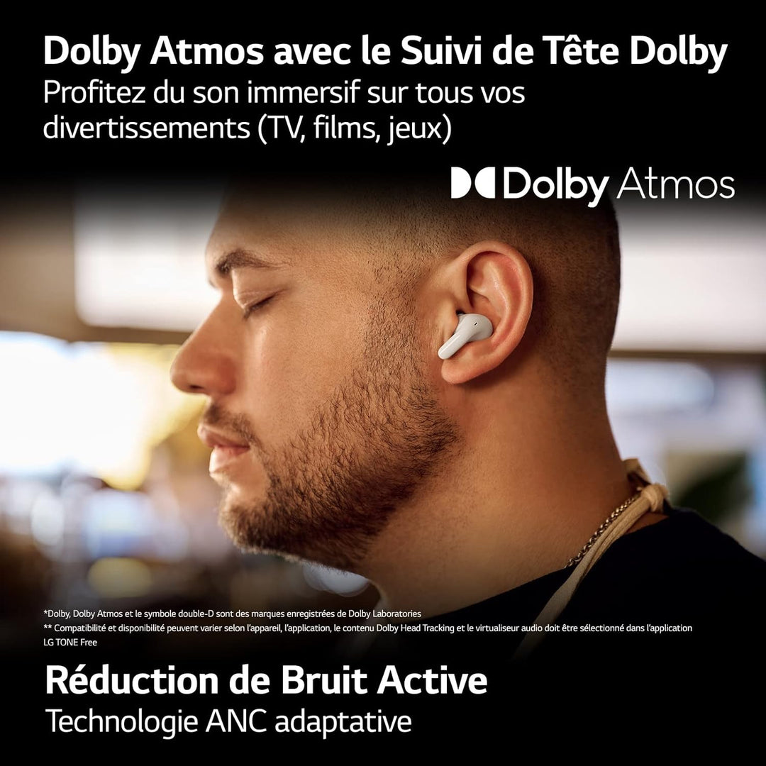 LG Tone Free DT90Q In-Ear Bluetooth Kopfhörer mit Dolby Atmos-Sound, Meridian-Technologie, ANC (Acti