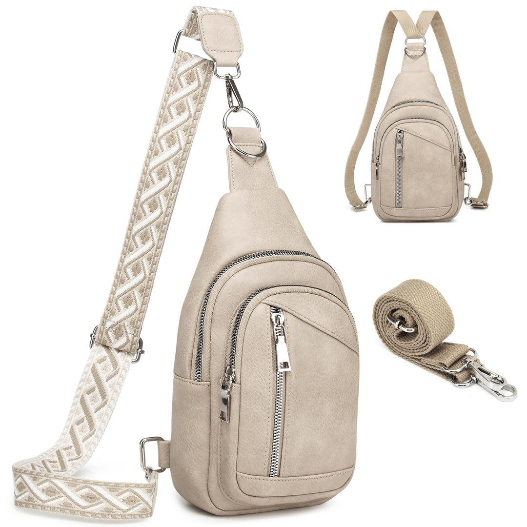 Travistar Sling Bag Damen Brusttasche Herren 2 in 1 Rucksack Damen Klein mit 2 Abnehmbare Schultergu
