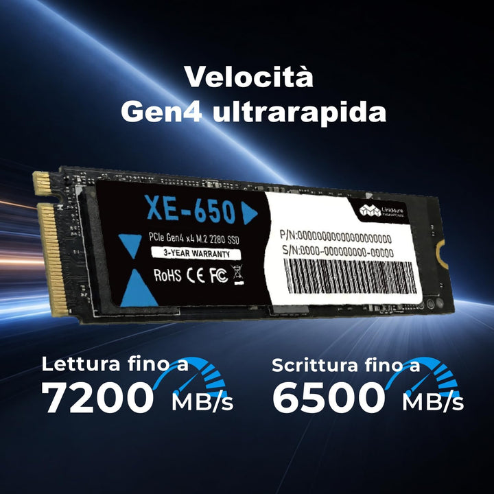 LinkMore XE-650 1TB NVMe SSD PCIe 4.0 M.2 2280 Interne SSD, Lesen bis zu 7200 MB/s, Schreiben bis zu