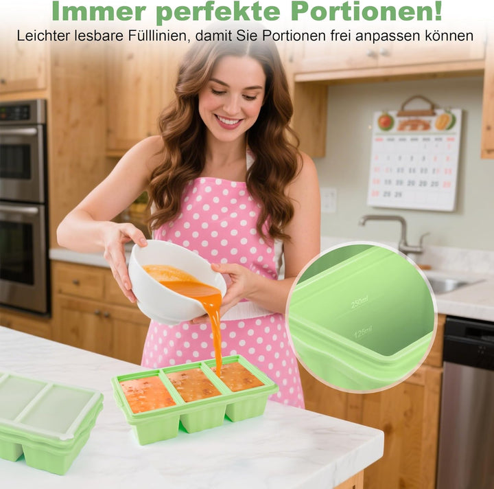 2er-Set Silikon-Gefrierformen für Suppen-Eiswürfel, 1-Tassen-Suppen-Gefrierformen mit Deckel für Mea