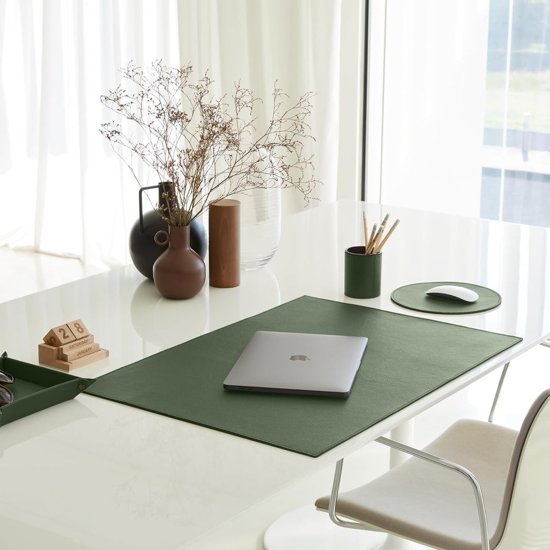 Eglooh - Iris - Taschenleerer aus echtem Leder Grün - Schreibtisch-Organizer mit modernem Design - A