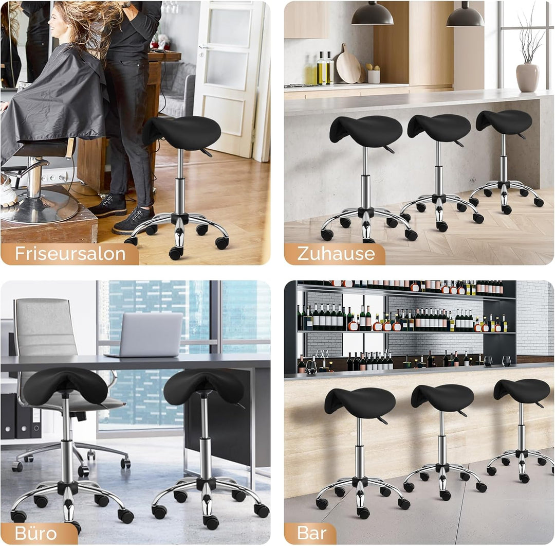 Bonnlo Sattelhocker mit Rollen 360°, Sattelhocker Höhenverstellbar 48-63cm, Rollhocker Ergonomisch 1