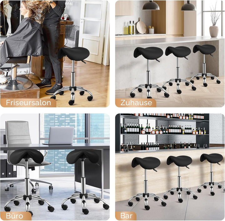 Bonnlo Sattelhocker mit Rollen 360°, Sattelhocker Höhenverstellbar 48-63cm, Rollhocker Ergonomisch 1