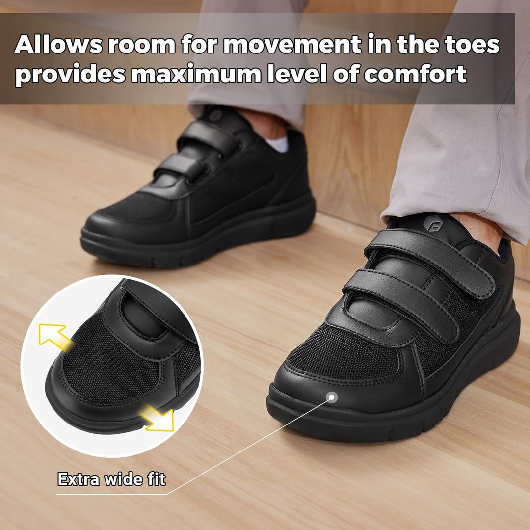 FitVille Herren Easytop Duo Strap Diabetikerschuhe V3 Extra Weit Orthopädische Gesundheitsschuhe für