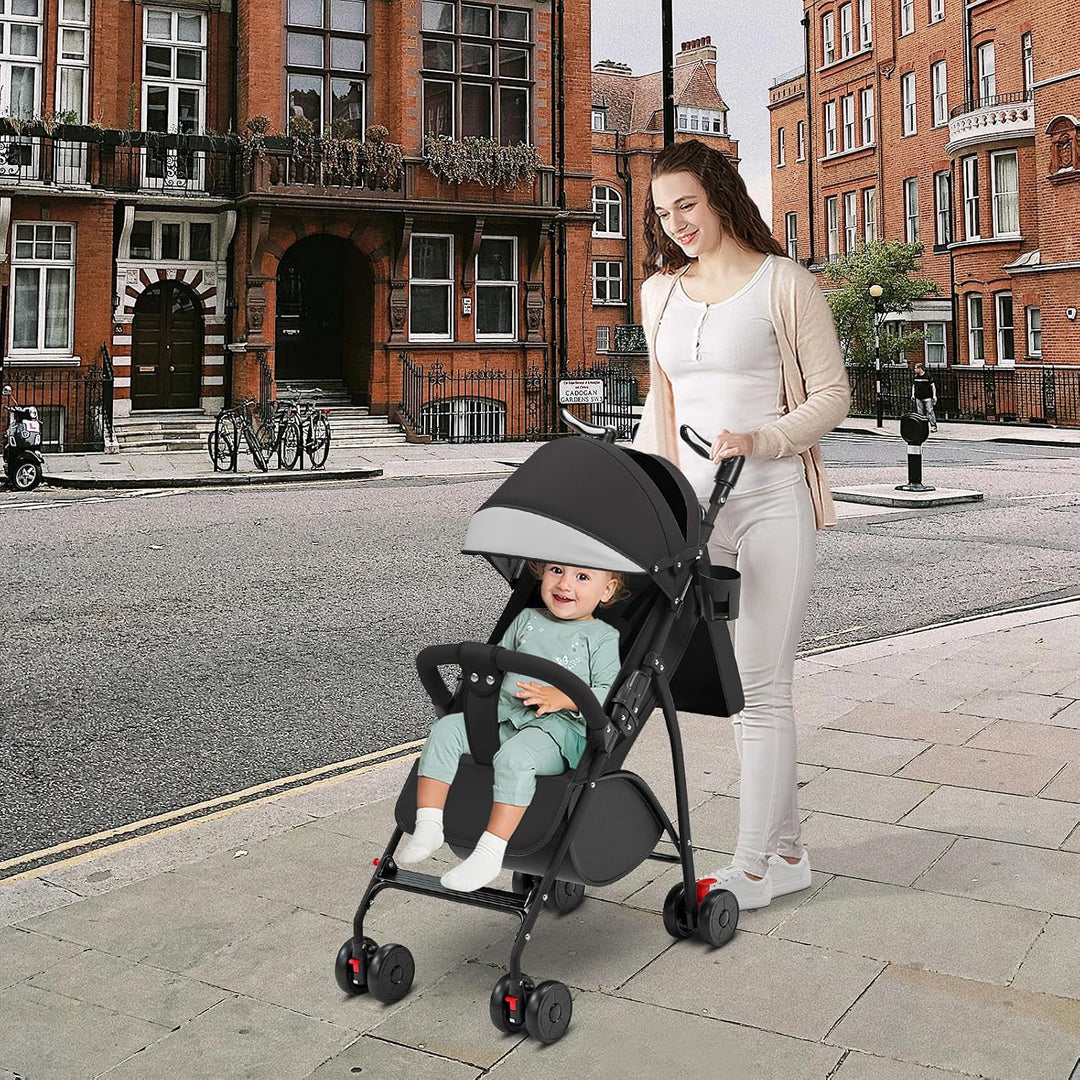 Buggy mit Liegefunktion, Kinderwagen Zusammenklappbar mit Wattepads und Moskitonetzen, Reisebuggy mi