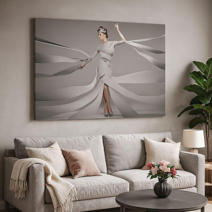 Bilder auf Leinwand 100x70cm Leinwandbild Frau Modell Streifen Emotionen Gross Wanddeko Bild Schlafz