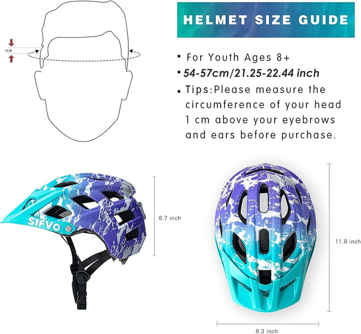 SIFVO Fahrradhelm Kinder Jungen und Mädchen 52-58 cm Kinder Fahrradhelm mit Visier, Leicht und Beque