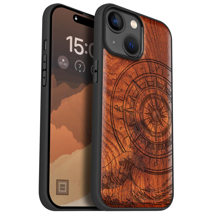 Carveit Holz Handyhülle für iPhone 15 Handyhulle kompatibel mit MagSafe Massivholz für Apple 15 Hand