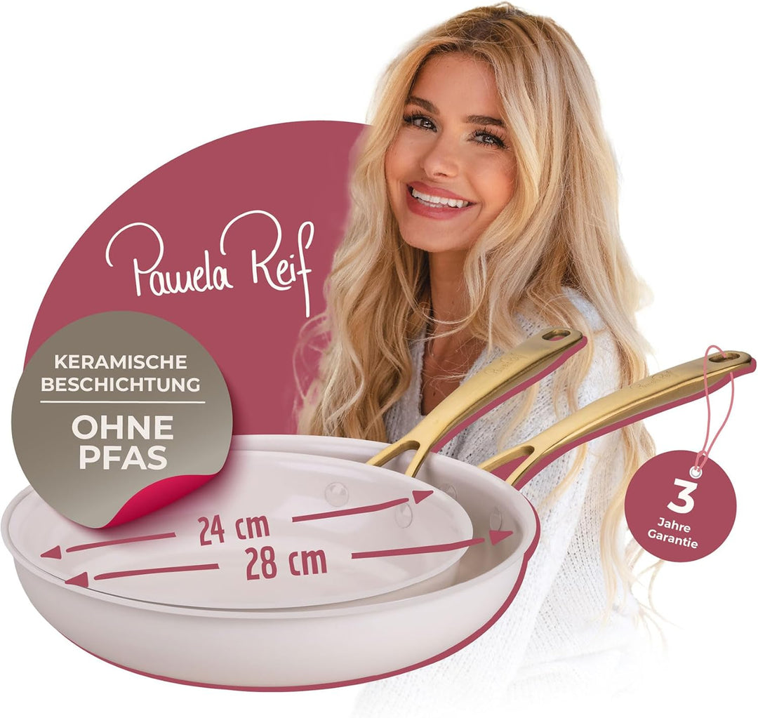 FACKELMANN x Pamela Reif Bratpfannen-Set 2-tlg Ø 24-28 cm – Stilvolle Pfannen aus recyceltem Alumini
