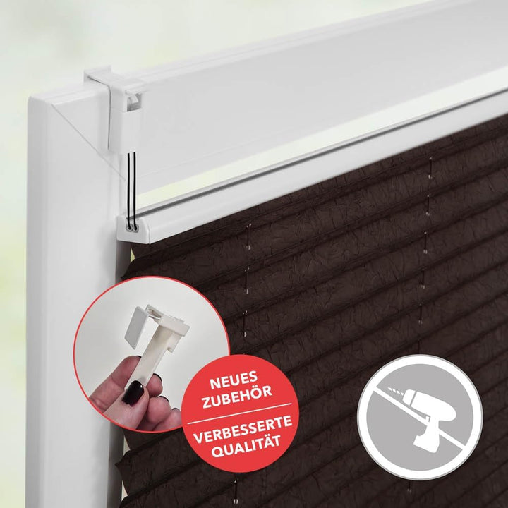 Wohn-Guide PKV.110.130.24 Plissee Klemmfix, ohne Bohren, verspannt - Braun 110 cm x 130 cm (B x L) B