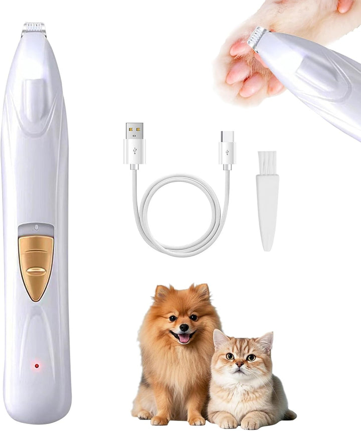Hundehaarschneider, Tragbare Hunde Schermaschine mit LED-Licht, USB Wiederaufladbarer Pfotentrimmer