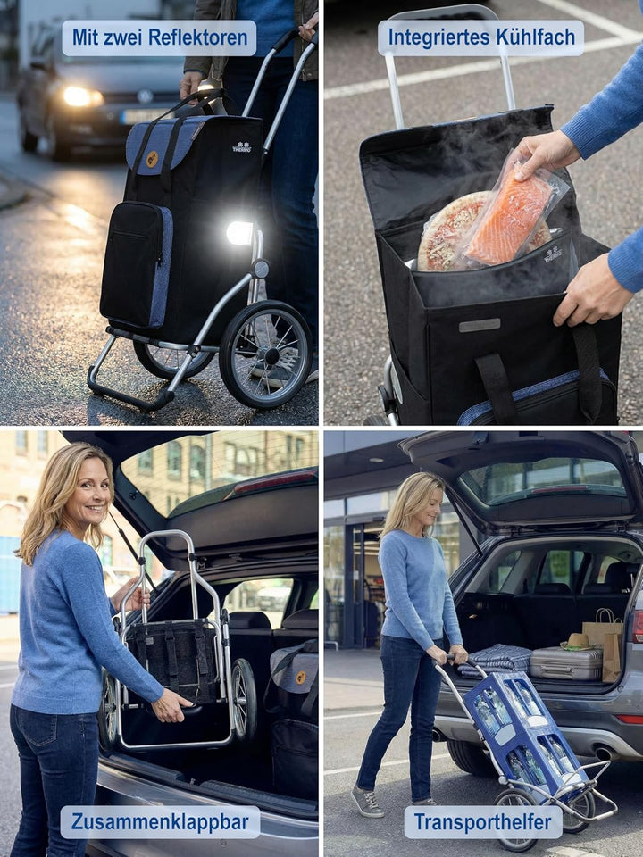 Andersen Einkaufstrolley Royal mit Metallspeichenrad 25 cm und 45 Liter Einkaufstasche Wismar schwar