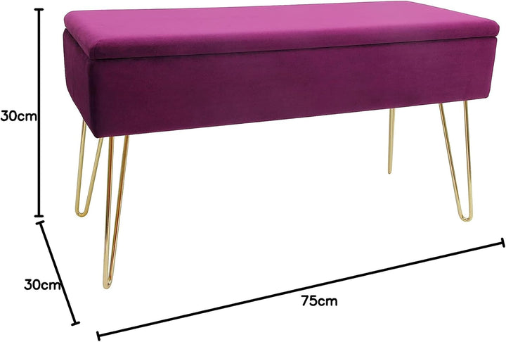 ECHTWERK Sitzbank “Scarlett“, Polsterbank mit Samtbezug, Aufbewahrungstruhe rechteckig, Schminkbank