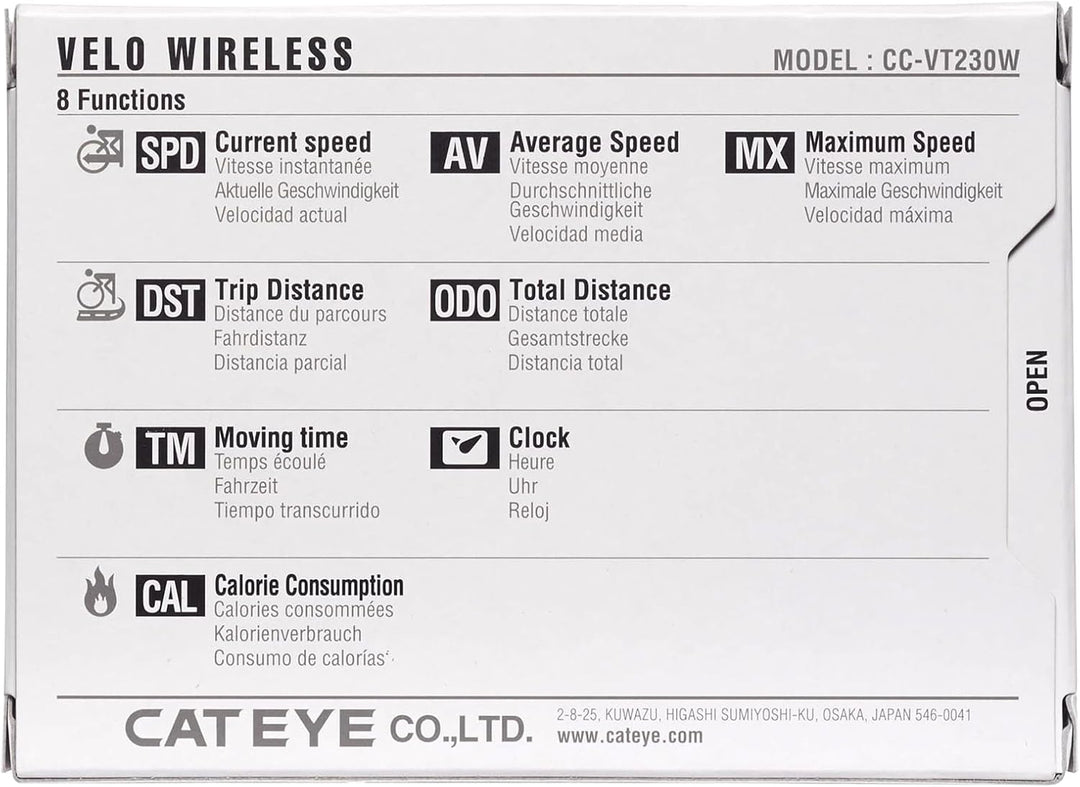 CATEYE Velo Wireless CC-VT230W Fahrradcomputer Does not apply Schwarz, Does not apply Schwarz
