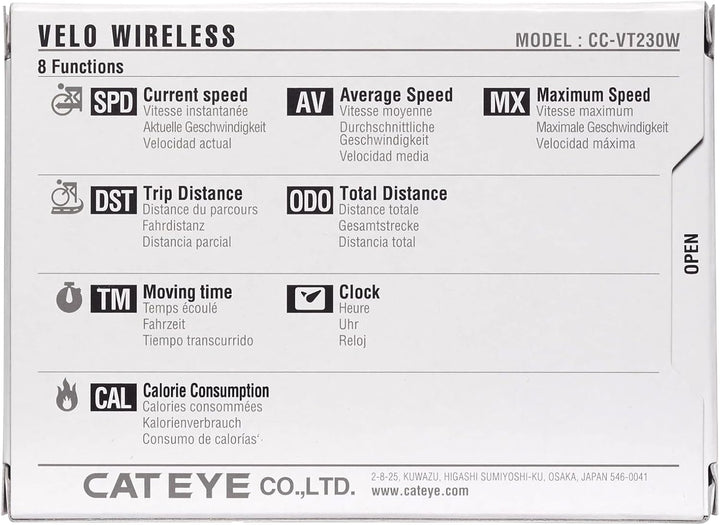 CATEYE Velo Wireless CC-VT230W Fahrradcomputer Does not apply Schwarz, Does not apply Schwarz