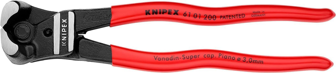 Knipex Bolzen-Vornschneider hochübersetzt schwarz atramentiert, mit Kunststoff überzogen 200 mm 61 0