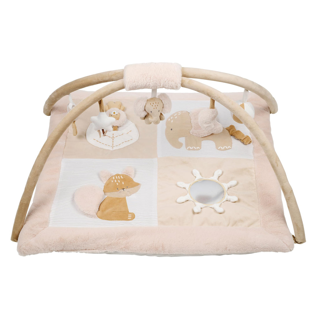 Nattou Krabbeldecke mit Spielbogen und verschiedenen Aktivitäten, Aus Polyester, Ca. 80 cm, Rechteck