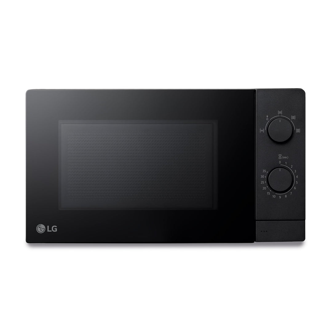 LG MS2082F Mikrowelle, 20 Liter, 700 W, Schwarz, 44,5 x 25,8 x 34,5 cm, mechanische Steuerung, 5 Lei