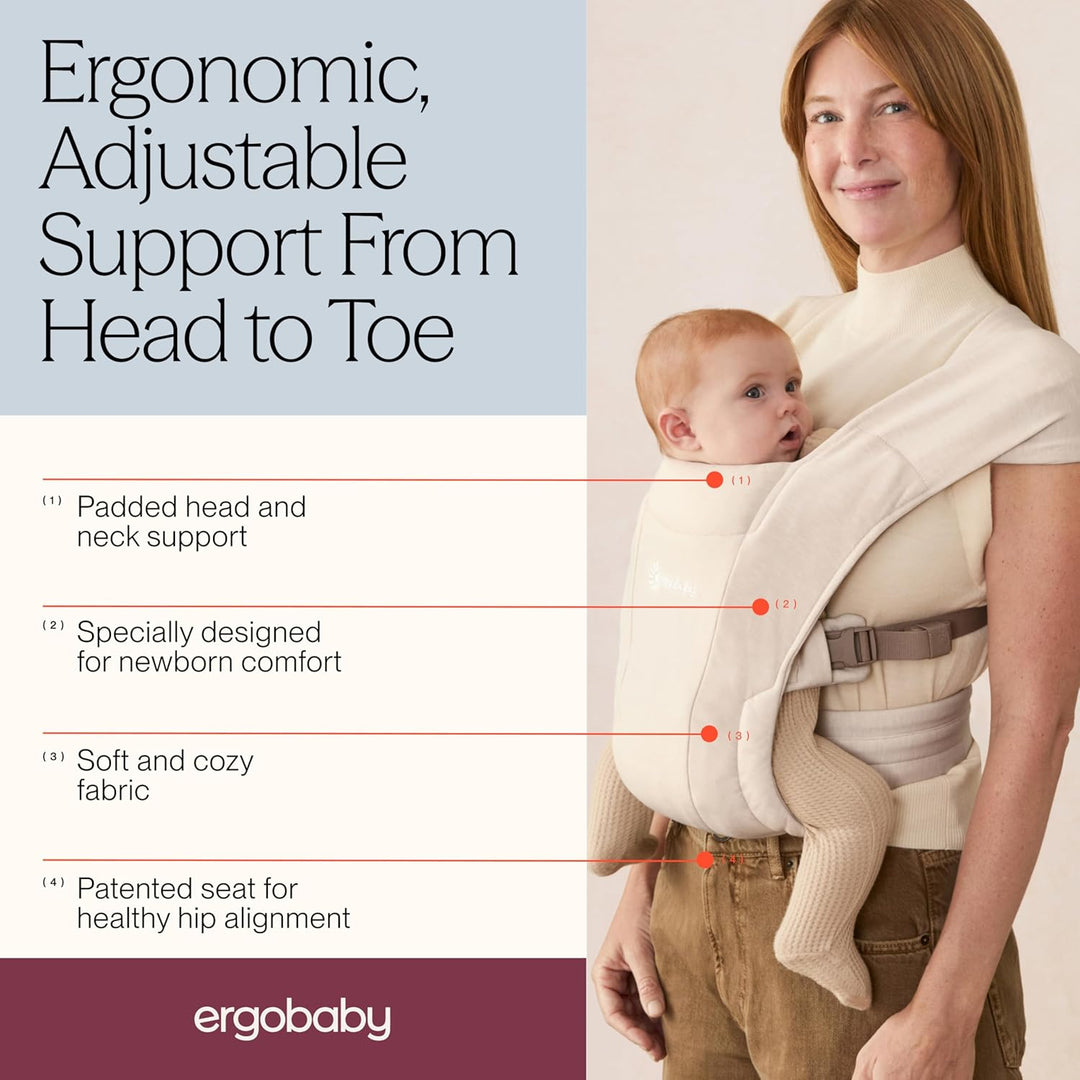 Ergobaby Babytrage für Neugeborene ab Geburt Extra Weich, Embrace Bauchtrage Baby-Tragetasche Ergono