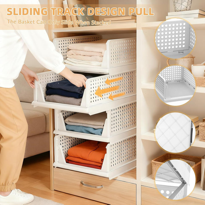 4 Pack Stapelbar Schrank kleiderschrank Organizer | Faltbare Organizer, Ausziehbar Faltbare Ordnungs