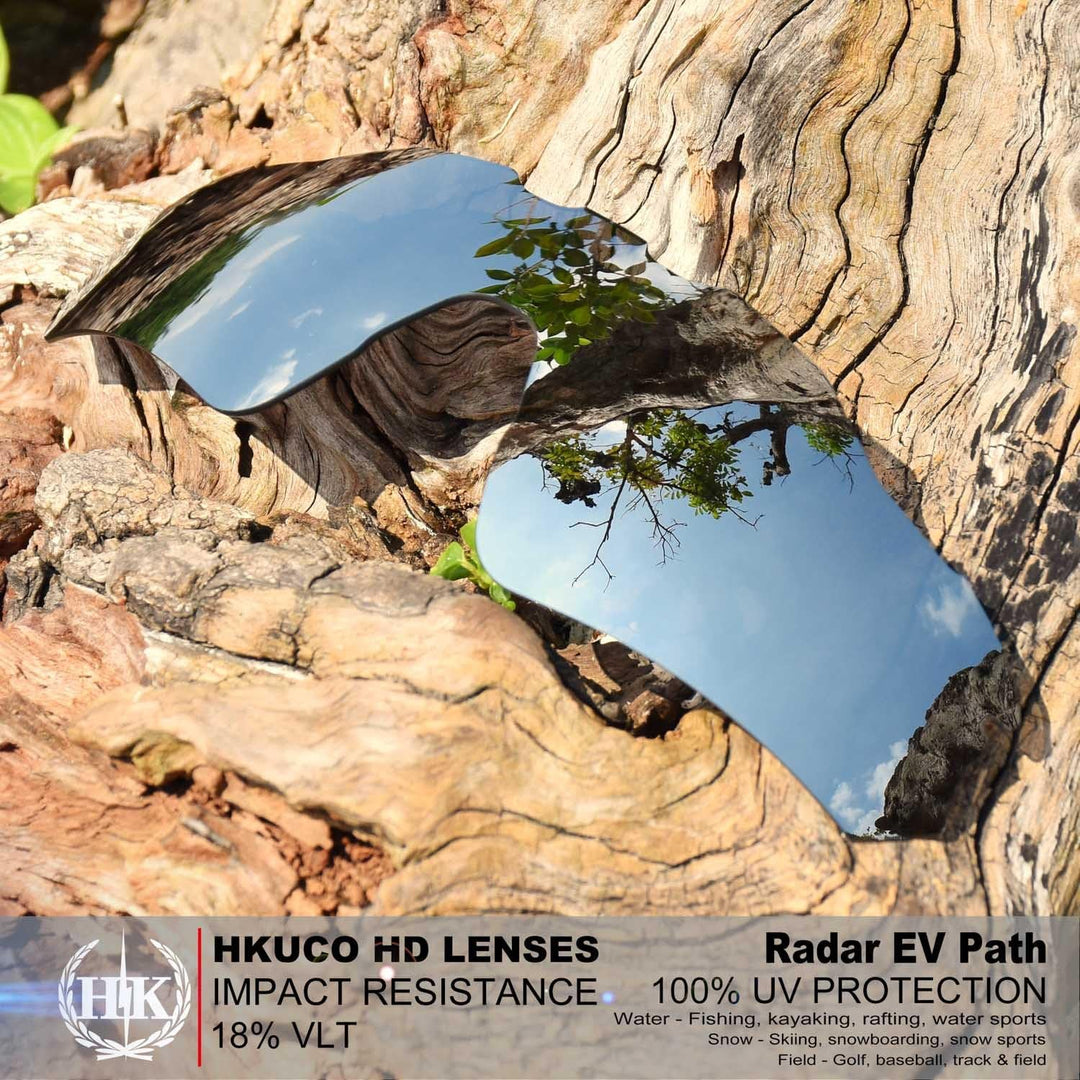 HKUCO For Oakleys Radar EV Path Red/Silver Polarized Replacement Lenses And Green Earsocks Rubber Ki
