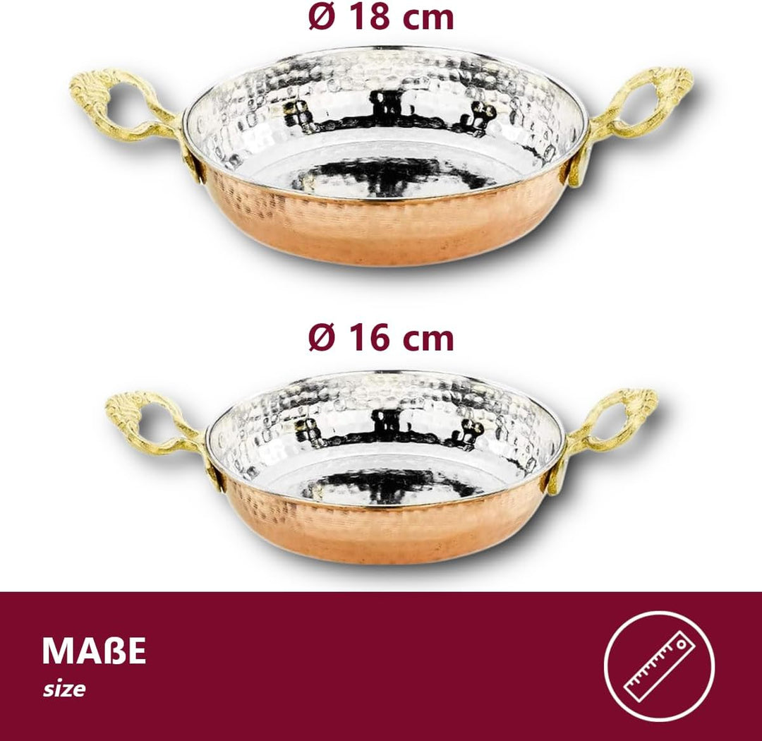 CasaXXl 3er Set Kupferpfanne türkisch aus massivem Kupfer - traditionelle Eierpfanne im Pfannen Set